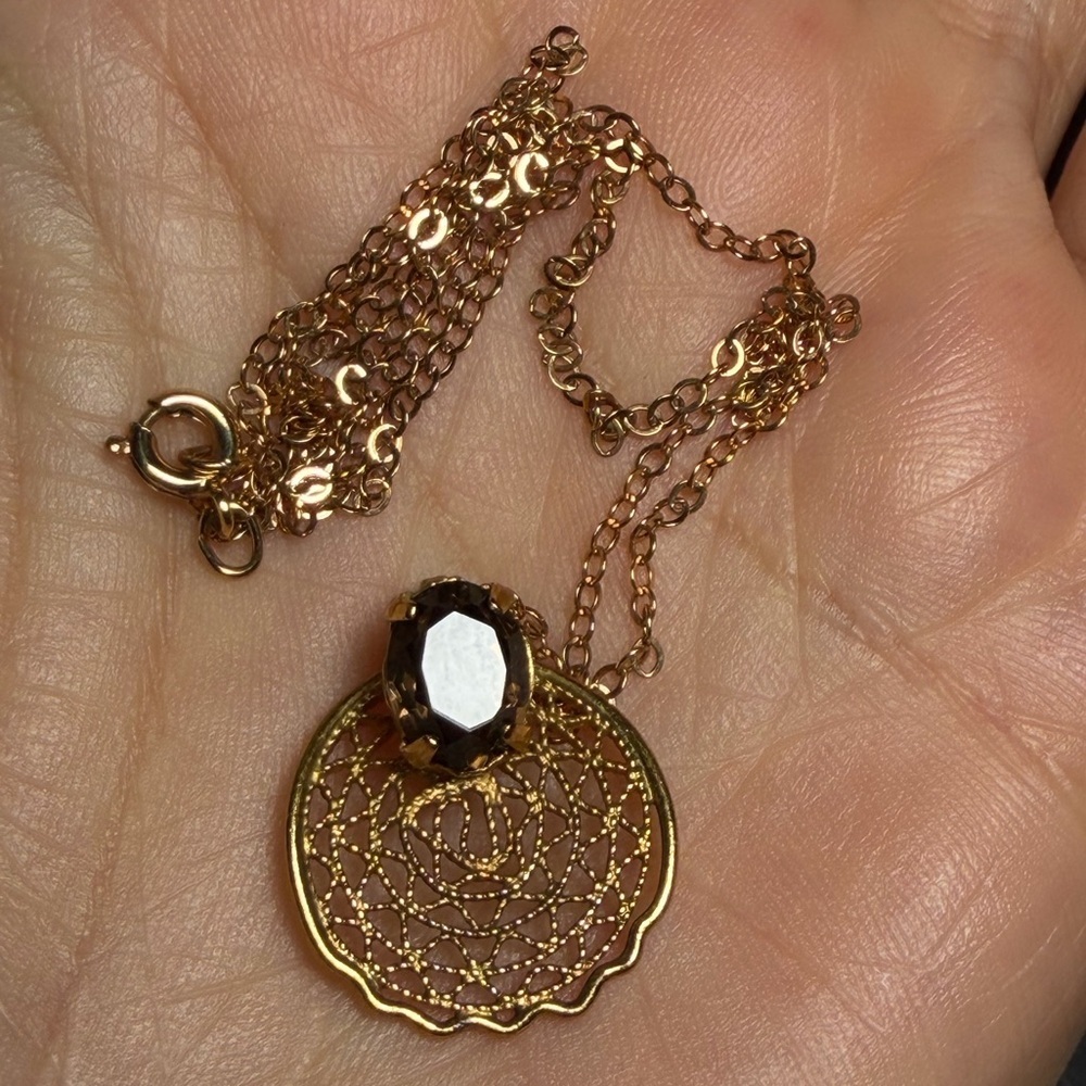 Vintage 12K Gold-Filled Filigree Necklace - Picture 8 of 15